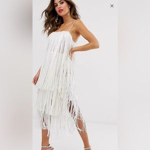 ASOS Tiered MIDI Dress in Fringe Sequins